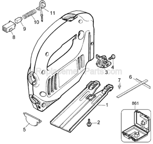 Page A Diagram and Parts List for JS300 Type 1 Black and Decker Jig Saw